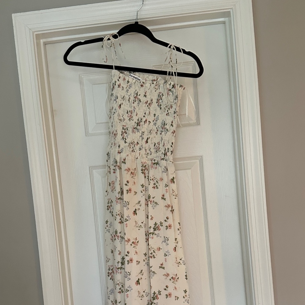 Reformation sable smocked tie shoulder dress - Picture 2 of 11